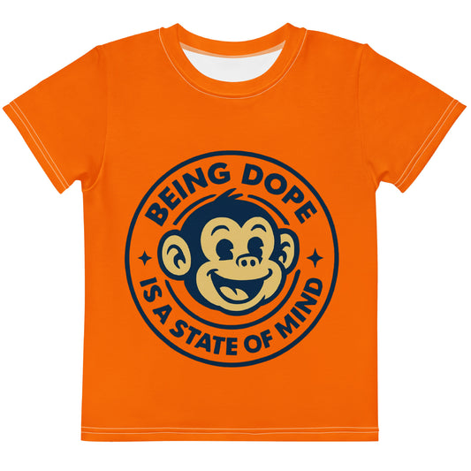 “Being Dope Is a State of Mind” Kids Tee – Orange Energy