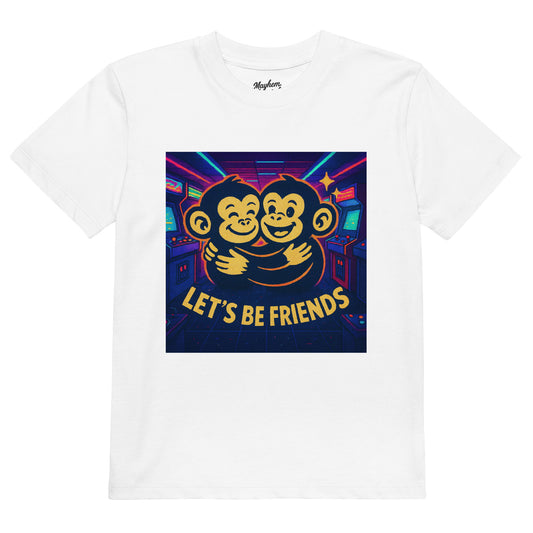 “Let’s Be Friends” Kids Organic Cotton Tee - Crisp White