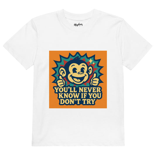 “You’ll Never Know If You Don’t Try” Kids Tee – Crisp White